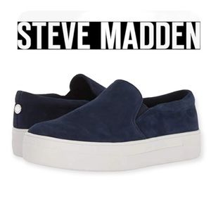 Steve Madden Gills Womens Size 8 Black Suede Platform Sneaker Slip On Shoes